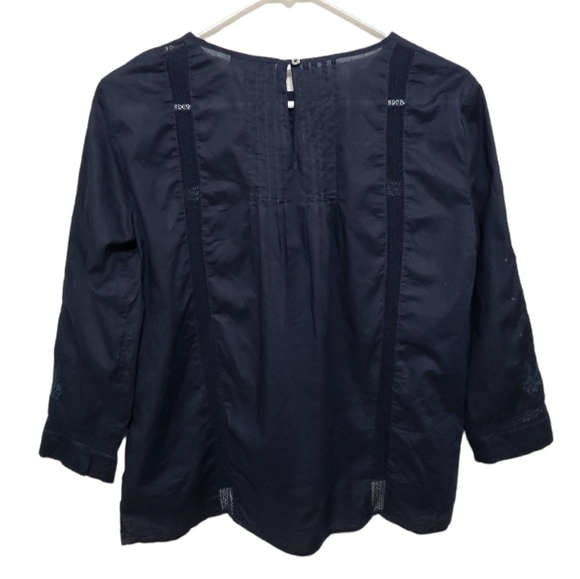 J. Crew Embroidered Top, Color Navy, Size 0P - Picture 4 of 16